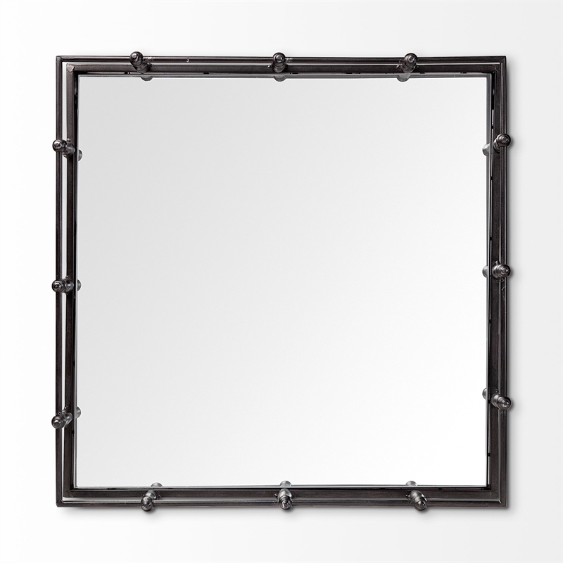 Mercana Christa Black Metal Mirrored Base Square Tray