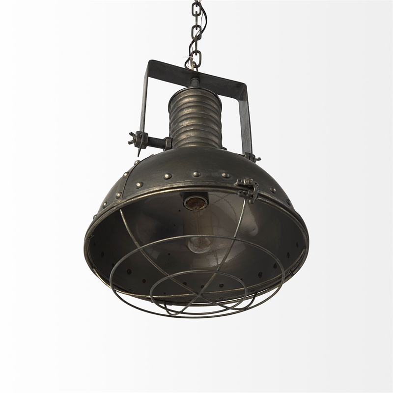 Mercana Zaio 12.5x18.5 Gray Metal Caged Bulb Pendant Light