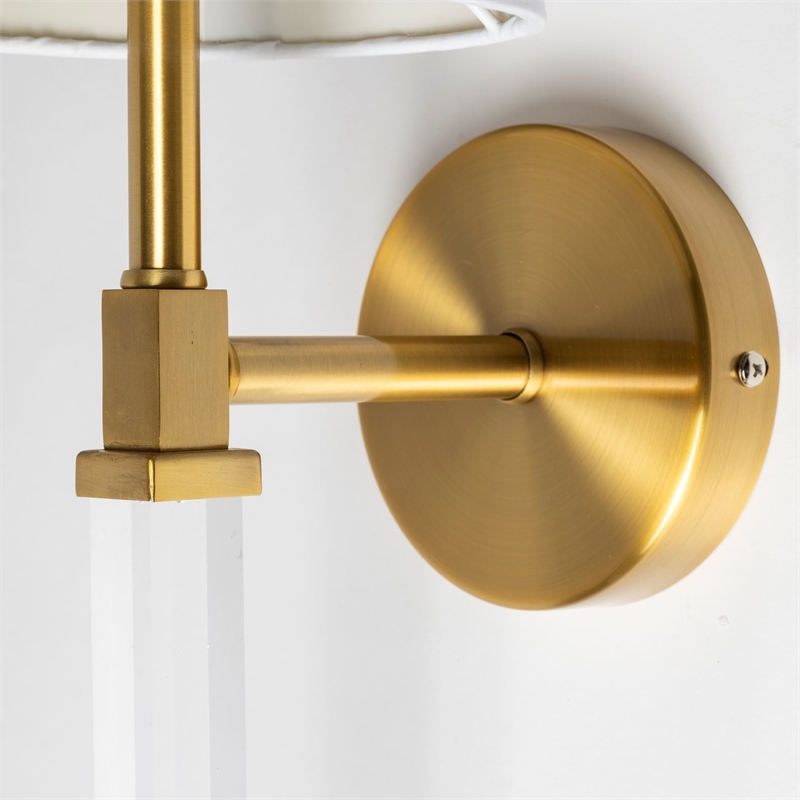 Mercana Santander II Metal Linen Shade Wall Sconce in Gold and White