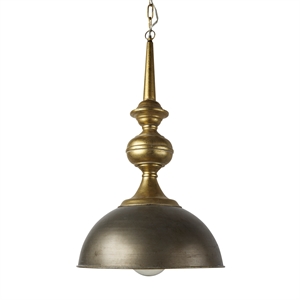 Mercana Capsa Metal Dome Pendant Light in Antique Gold and Silver Tones