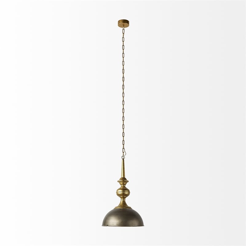 Mercana Capsa Metal Dome Pendant Light in Antique Gold and Silver Tones