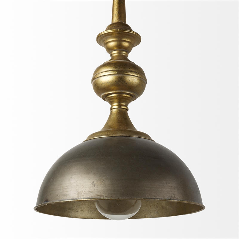 Mercana Capsa Metal Dome Pendant Light in Antique Gold and Silver Tones