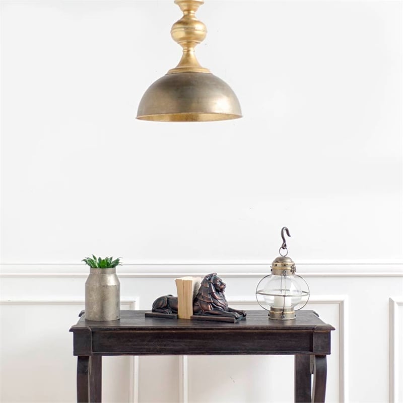 Mercana Capsa Metal Dome Pendant Light in Antique Gold and Silver Tones