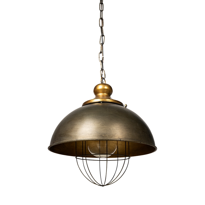 Mercana Dawson II Metal Antiqued Gold Pendant Dome Light