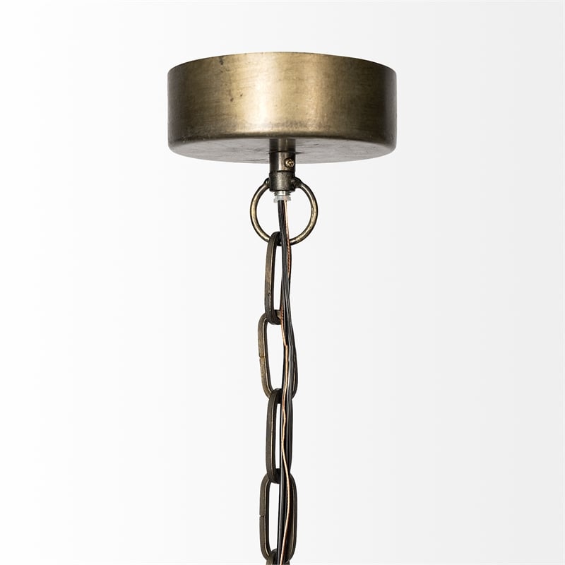 Mercana Dawson II Metal Antiqued Gold Pendant Dome Light