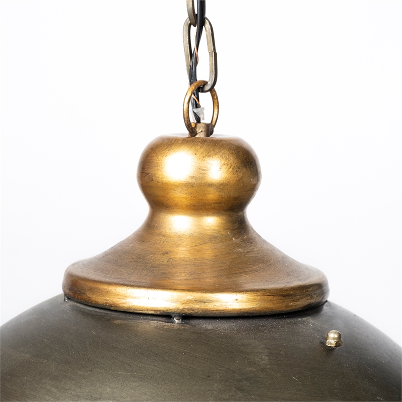 Mercana Dawson II Metal Antiqued Gold Pendant Dome Light