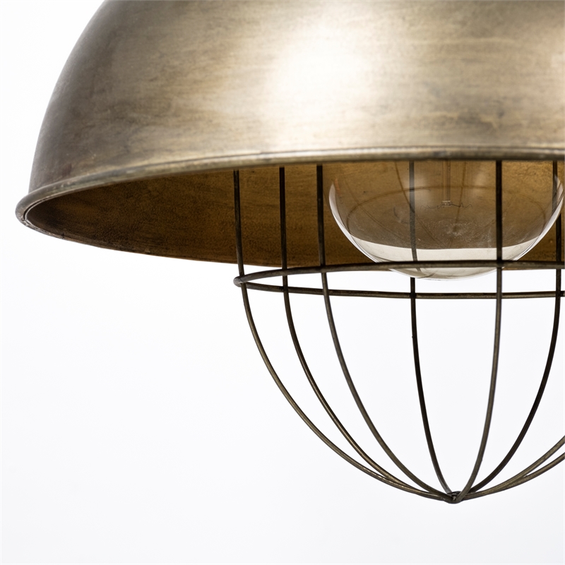 Mercana Dawson II Metal Antiqued Gold Pendant Dome Light