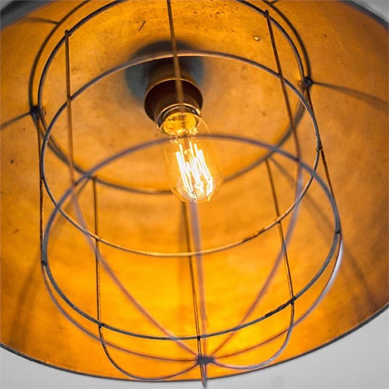 Mercana Dawson II Metal Antiqued Gold Pendant Dome Light