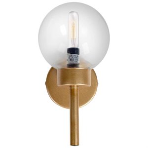 mercana boltern i 6x12 gold toned metal and glass globe wall sconce