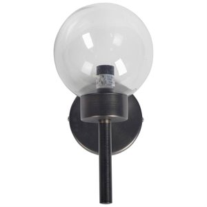 Mercana Boltern II 6x12 Black Toned Metal and Glass Globe Wall Sconce