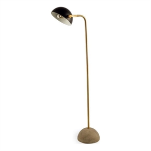 Mercana Denmark 55&quot Concrete Base Metal Shade Floor Lamp in Black and Gold