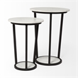Mercana Bombola I 15 x 20.9 Round White Marble Top & Black Metal Frame Table
