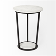 Mercana Bombola II 18 x 25.2 Round White Marble Top & Black Metal Frame Table