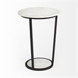 Mercana Bombola II 18 x 25.2 Round White Marble Top & Black Metal Frame Table