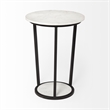 Mercana Bombola II 18 x 25.2 Round White Marble Top & Black Metal Frame Table