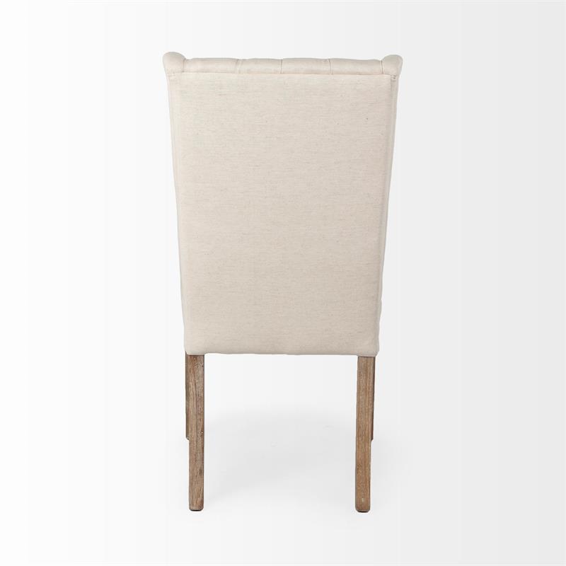 Mercana Mackenzie I Cream Linen Fabric Covering Ash Solid Wood Base Dining Chair