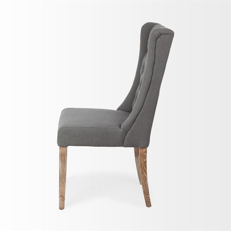 Mercana Mackenzie II Gray Plush Covering Brown Solid Wood Base Dining Chair
