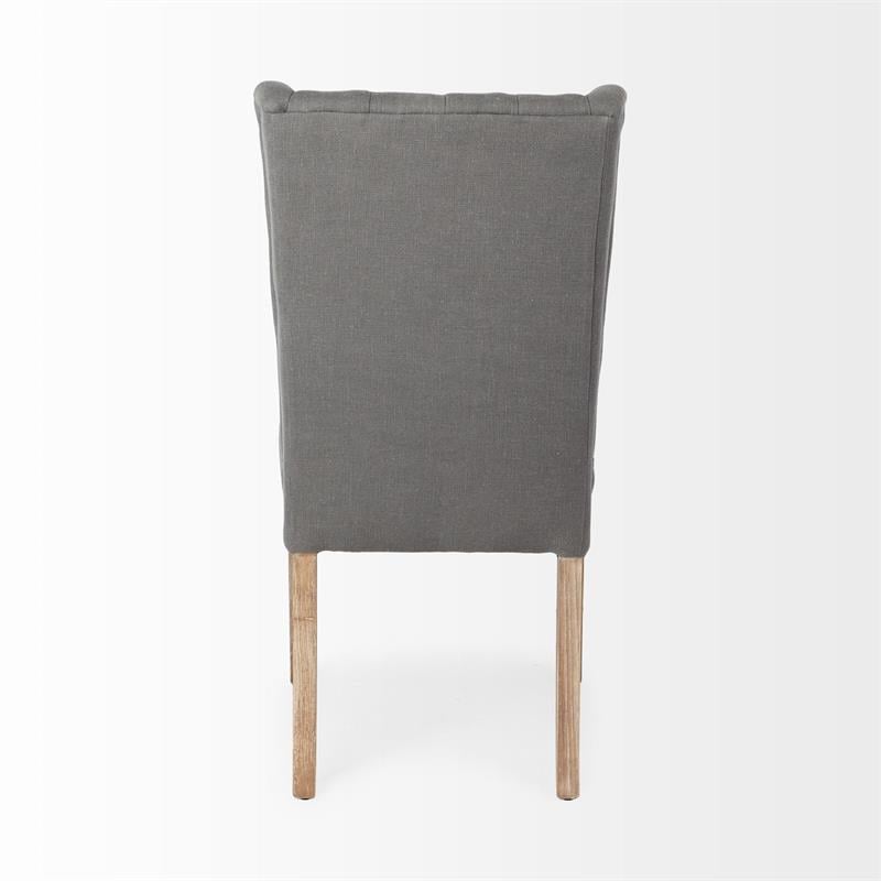 Mercana Mackenzie II Gray Plush Covering Brown Solid Wood Base Dining Chair