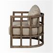 Mercana Skylar II Tan Fabric Covered Cushioned Demi-Lune Wooden Frame Chair