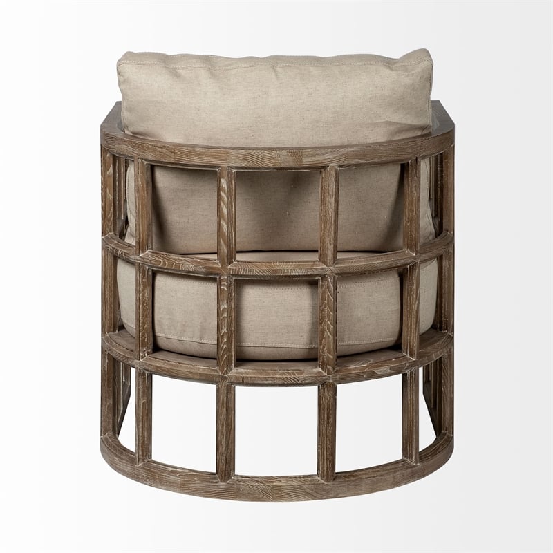 Mercana Skylar II Tan Fabric Covered Cushioned Demi-Lune Wooden Frame Chair