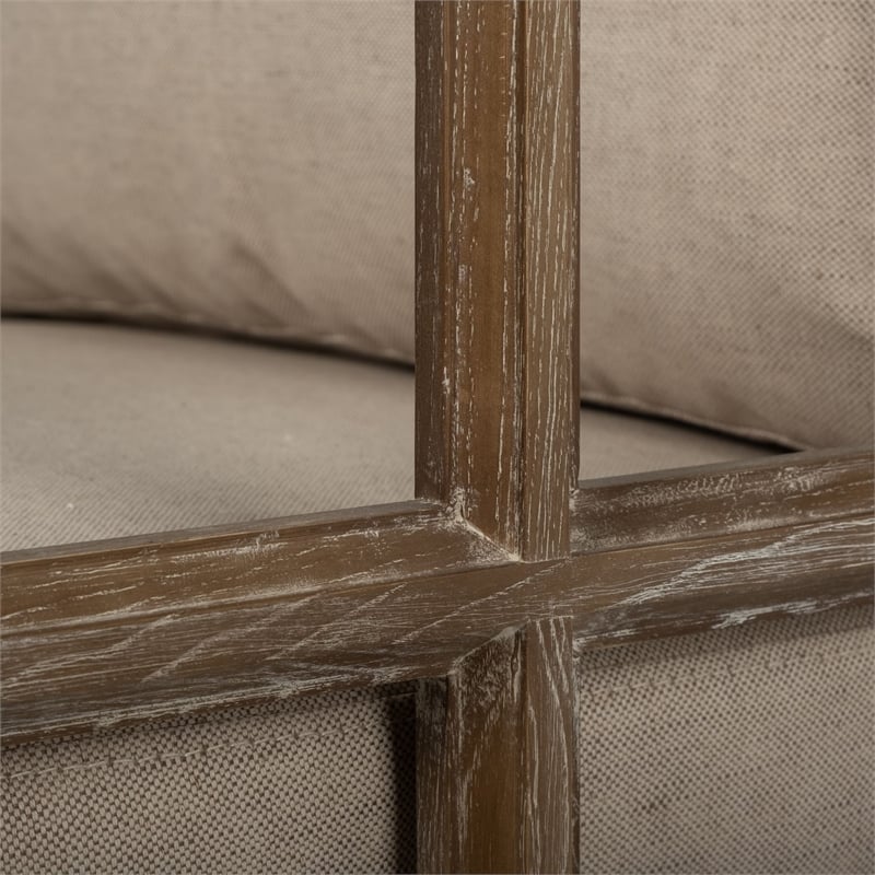 Mercana Skylar II Tan Fabric Covered Cushioned Demi-Lune Wooden Frame Chair