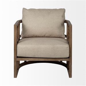 Mercana Skylar II Tan Fabric Covered Cushioned Demi-Lune Wooden Frame Chair