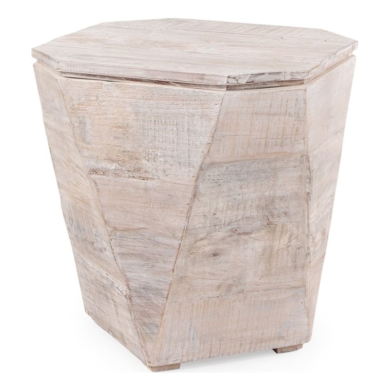 Mercana Stowe II 23L x 21W x 20H Octagonal Light Brown Solid Wood Side/End Table