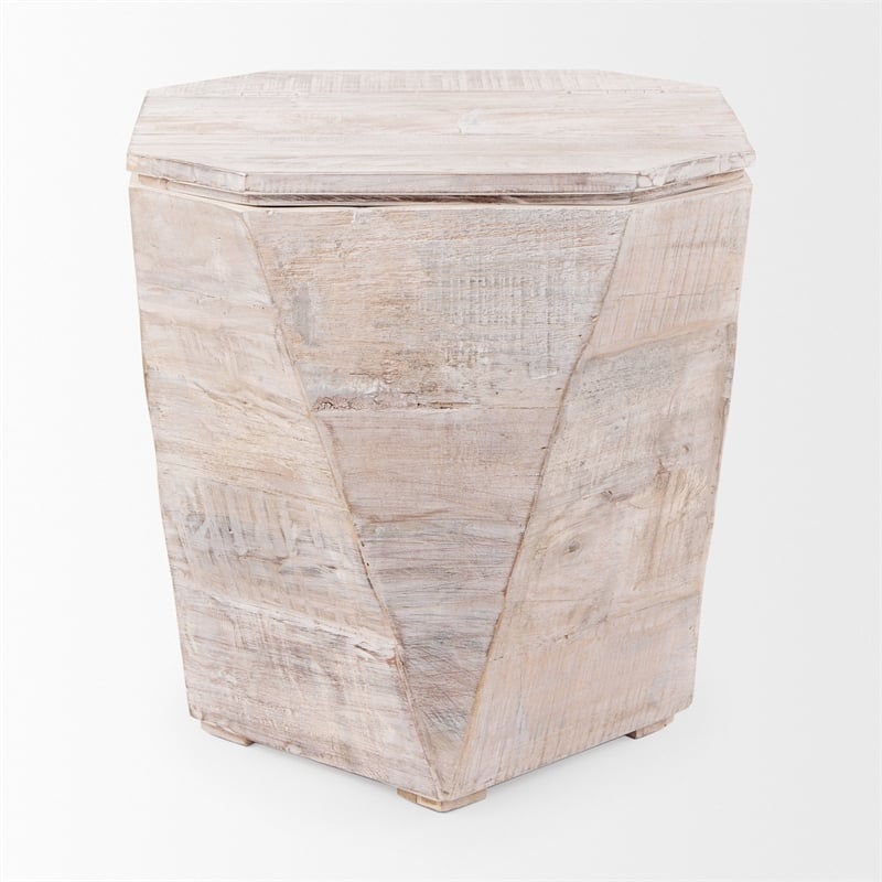 Mercana Stowe II 23L x 21W x 20H Octagonal Light Brown Solid Wood Side/End Table