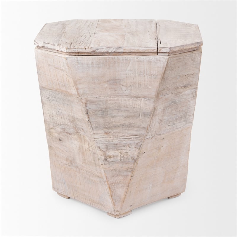 Mercana Stowe II 23L x 21W x 20H Octagonal Light Brown Solid Wood Side/End Table