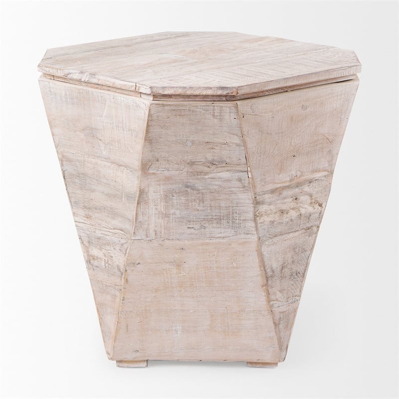 Mercana Stowe II 23L x 21W x 20H Octagonal Light Brown Solid Wood Side/End Table