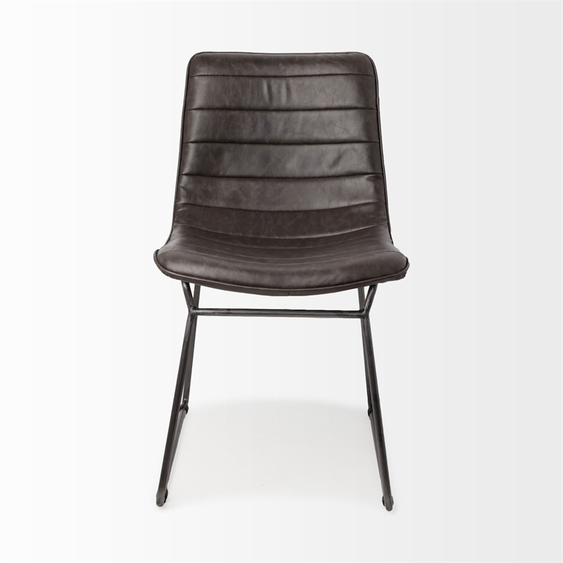 Mercana Thornton I Black Faux-Leather Black Metal Dining Chair (Set of 2)
