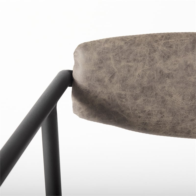 Mercana Langston Brown Faux-Leather Seat Black Iron Dining Chair (Set of 2)