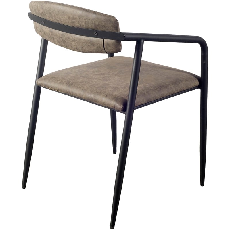 Mercana Langston Brown Faux-Leather Seat Black Iron Dining Chair (Set of 2)