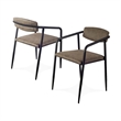 Mercana Langston Brown Faux-Leather Seat Black Iron Dining Chair (Set of 2)