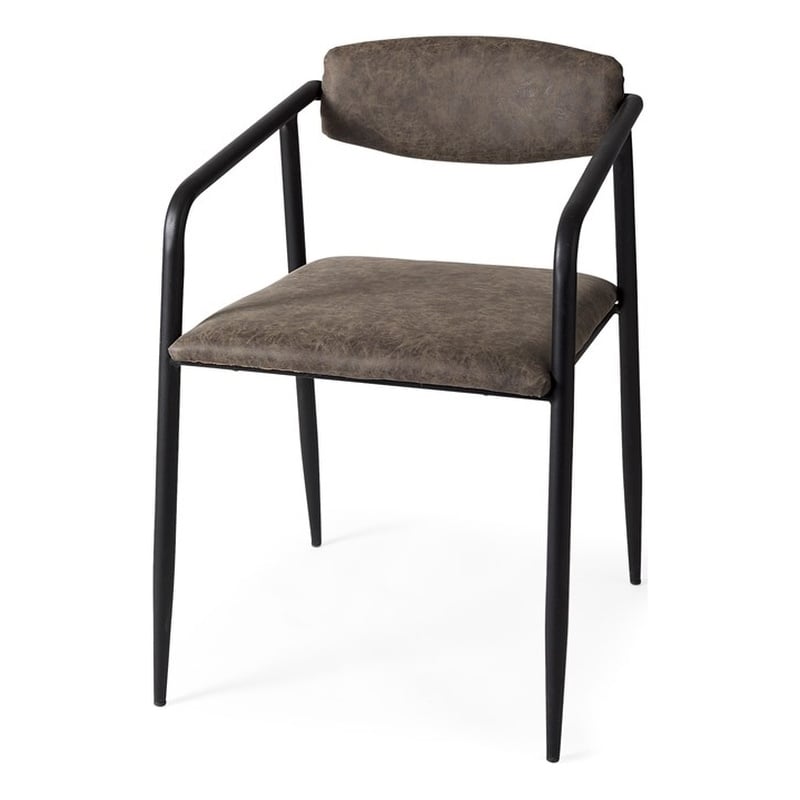 Mercana Langston Brown Faux-Leather Seat Black Iron Dining Chair (Set of 2)