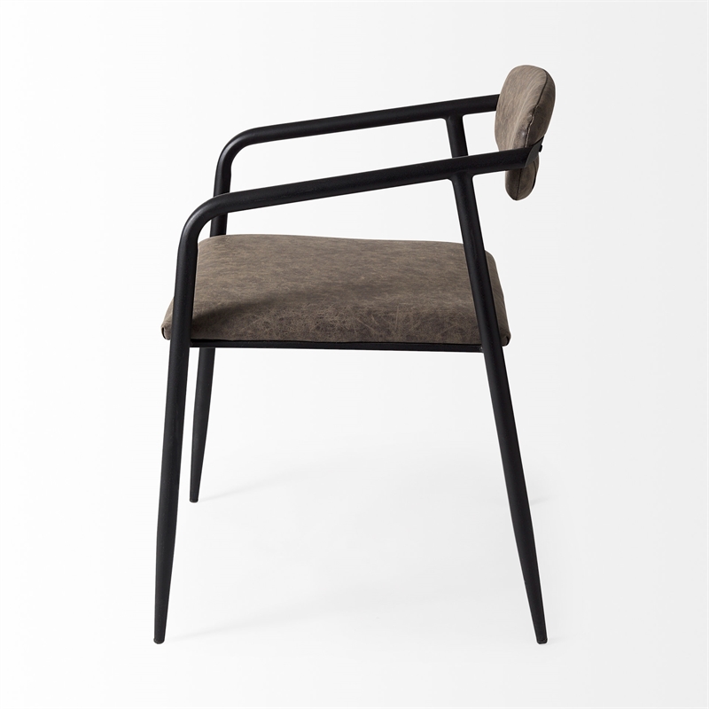 Mercana Langston Brown Faux-Leather Seat Black Iron Dining Chair (Set of 2)