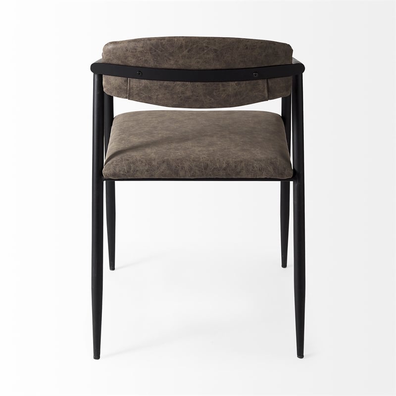 Mercana Langston Brown Faux-Leather Seat Black Iron Dining Chair (Set of 2)