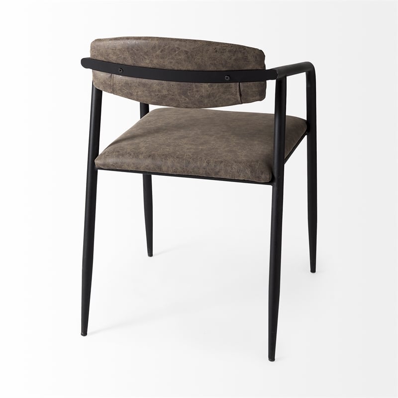 Mercana Langston Brown Faux-Leather Seat Black Iron Dining Chair (Set of 2)