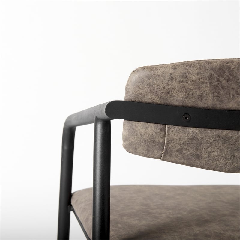 Mercana Langston Brown Faux-Leather Seat Black Iron Dining Chair (Set of 2)