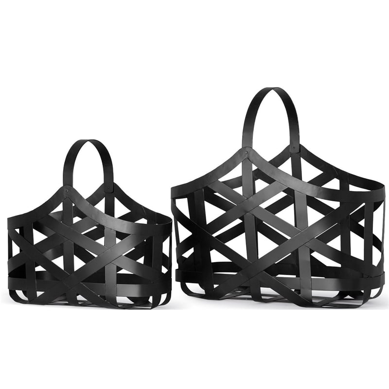 Mercana Tyrell Set of 2 Black Iron Metal Baskets