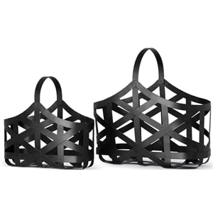 mercana tyrell set of 2 black iron metal baskets