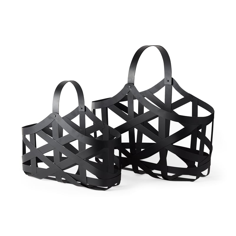Mercana Tyrell Set of 2 Black Iron Metal Baskets