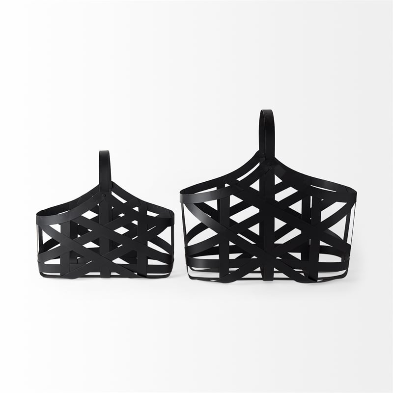 Mercana Tyrell Set of 2 Black Iron Metal Baskets