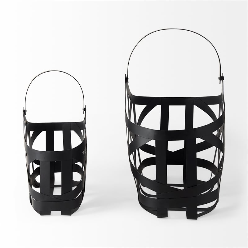 Mercana Tyrell Set of 2 Black Iron Metal Baskets