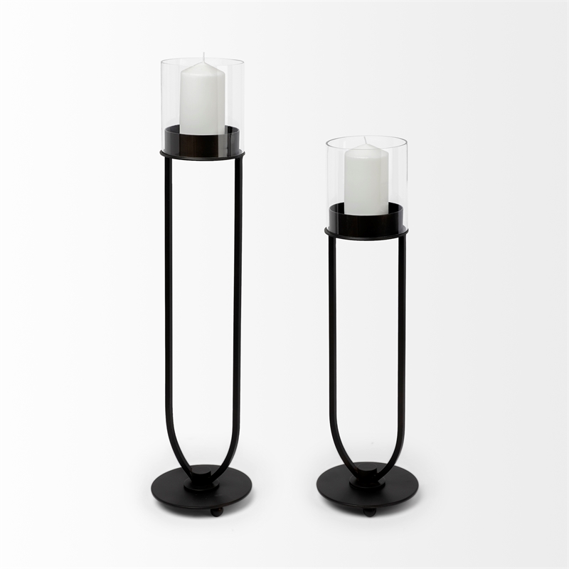 Mercana Salah I Small Black Metal Iron Table Candle Holder