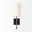 Mercana Bourgeois II 9x16 White Fabric Shade Brown Metal Base Wall Sconce