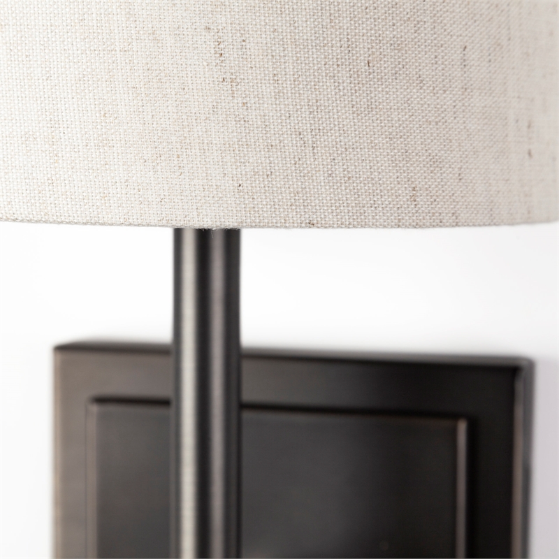 Mercana Bourgeois II 9x16 White Fabric Shade Brown Metal Base Wall Sconce