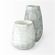 Mercana Volta I Short Gray/Cream Ceramic Abstract Pattern Vase
