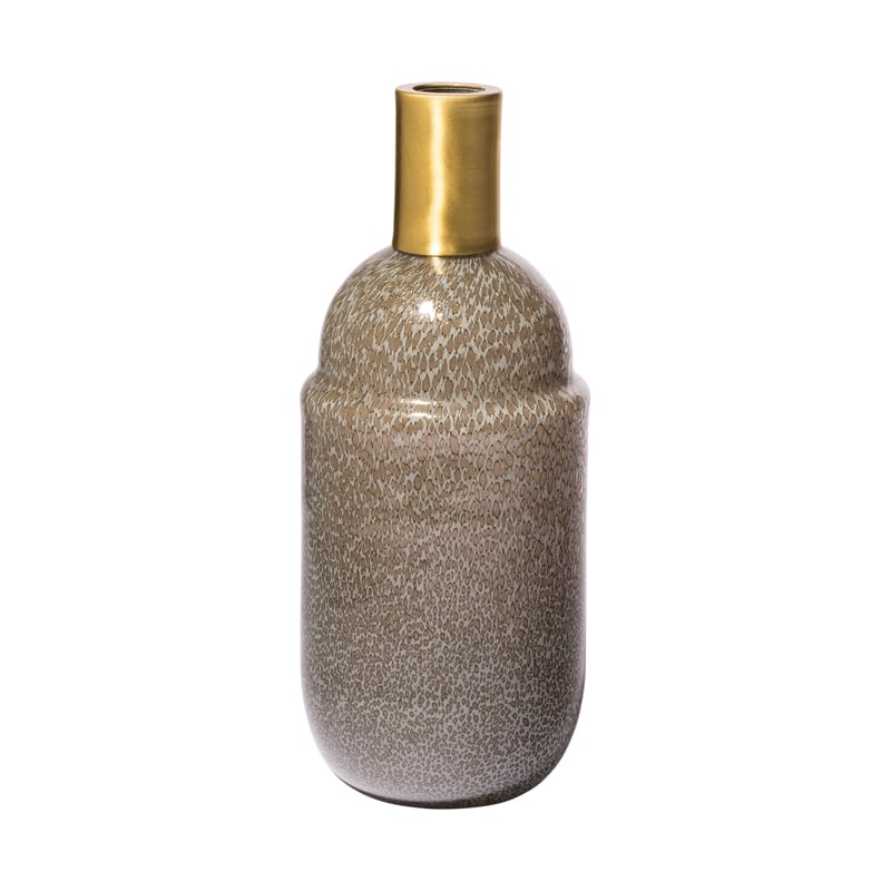 Mercana Toba II Tall Brown/Gold Spotted Glass Gourd Style Vase