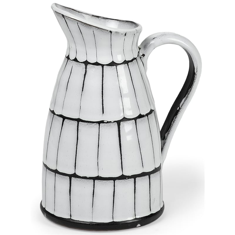 Mercana Lome Small Decorative White/Black Ceramic Jug